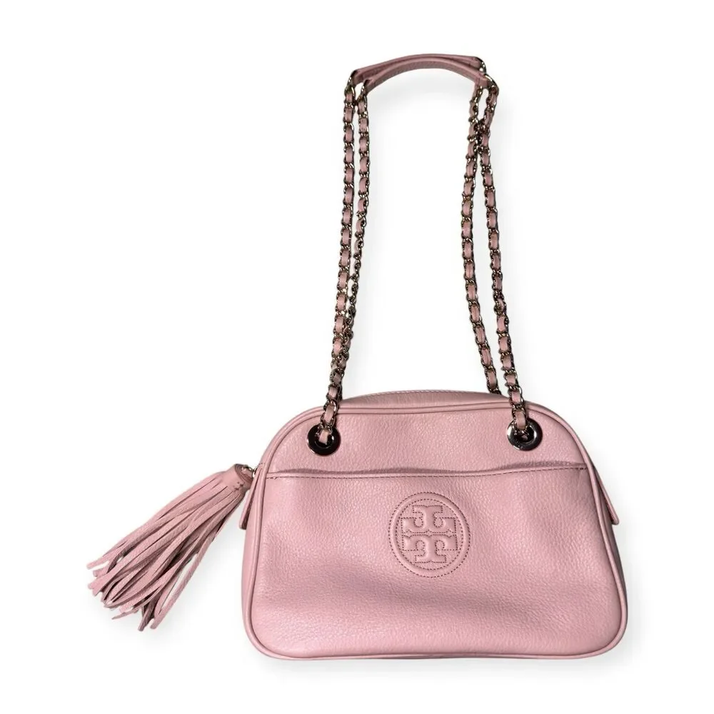 Tory Burch Tan Leather‎ Tassel Chain Shoulder Bag w/ Dust Bag Western Boho Chic